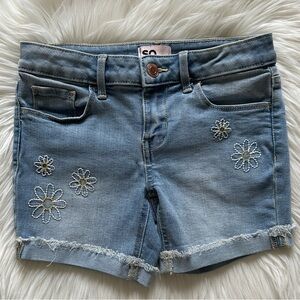 SO Kids Floral Embroidered Jean Shorts